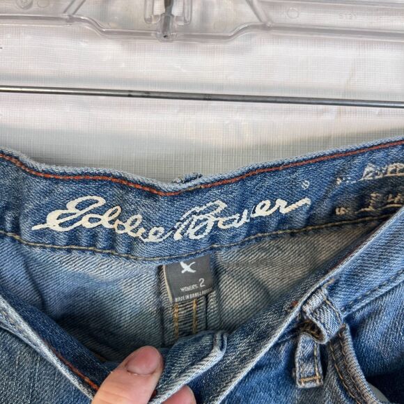 Eddie Bauer Embroidered Sides Denim Blue Jeans Size 2 Vintage Ankle Jeans - Picture 6 of 8